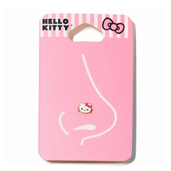 New 20G Hello Kitty 0.8mm Gold-tone Stainless Steel Enamel Face Nose Stud - Picture 1 of 11